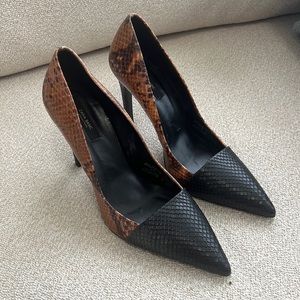 Zara Snake print high heels black and brown